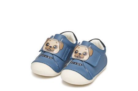 Pantofi baieti - Pantofi copii Geox B3539C 00085 C4128, primii pași – Albastru cu cățeluș