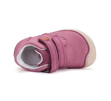 Pantofi fete din piele naturala, barefoot roz-zmeura DD Step [4]