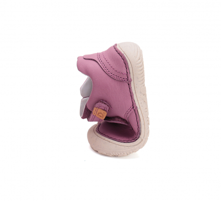Pantofi fete din piele naturala, barefoot roz-zmeura DD Step [5]