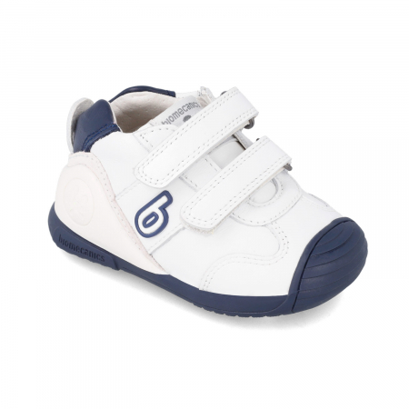 Pantofi sport baieti din piele naturala - alb/albastru Biomecanics [2]