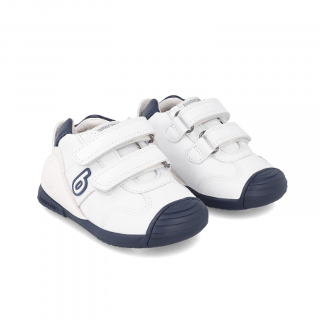 Pantofi baieti - Pantofi sport baieti din piele naturala - alb/albastru Biomecanics