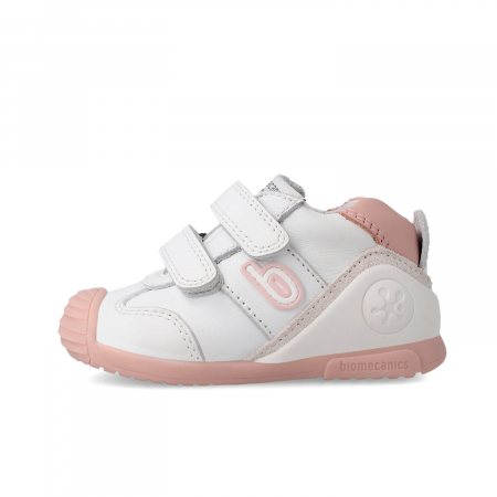 Pantofi sport fete din piele naturală alb/roz Biomecanics [4]