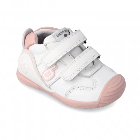 Pantofi sport fete din piele naturală alb/roz Biomecanics [2]