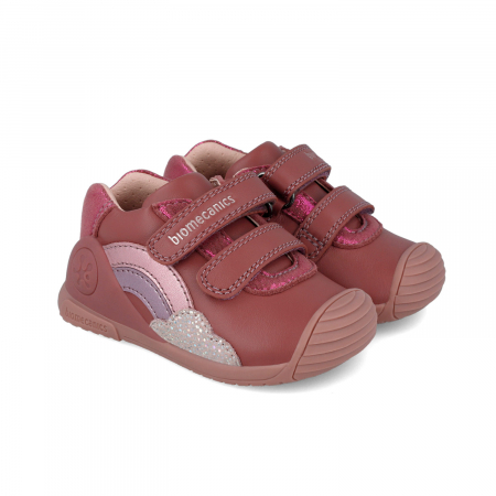 Pantofi fete - Pantofi sport fete din piele naturala roz Biomecanics