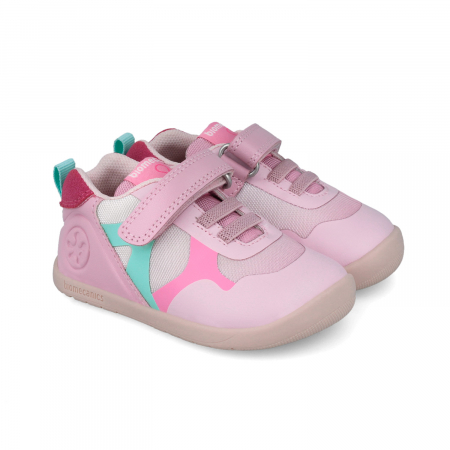 Pantofi fete - Pantofi sport fete din piele naturală/textil barefoot multicolor Biomecanics