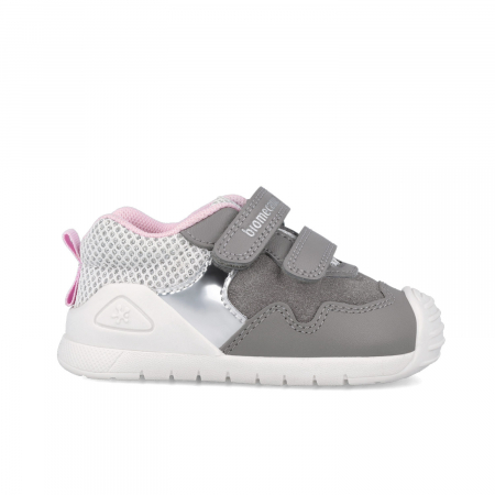 Pantofi sport fete din piele&textil gri/roz Biomecanics [3]