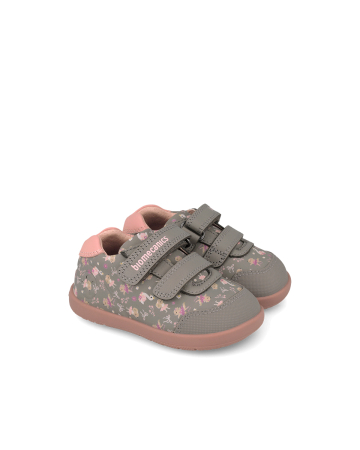 Pantofi fete - Pantofi Sport Primii Pași Fete Biomecanics Wide&Barefoot Gri Imprimeu Roz 261162-B154