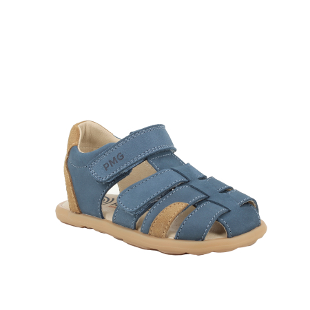 Incaltaminte baieti - Sandale copii baieti din piele naturala nabuc, bareboot, bleumarin-maro, Primigi