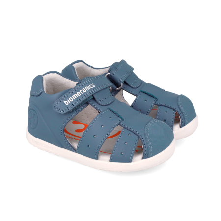 Sandale - Sandale copii, baieti, primii pasi, barefoot, albastru, Biomecanics
