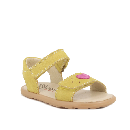 Sandale - Sandale copii fete din piele naturala, nabuc, barefood, galben, Primigi