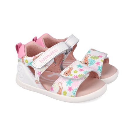 Sandale - Sandale copii fete, primii pasi barefoot, decupate, din piele naturala, Biomecanics