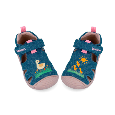 Încălțăminte fete - Sandale fete canvas, model ratuște, albastru jeans - Biomecanics