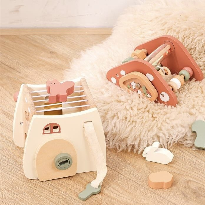 Centru de activități Montessori 6 în 1 din lemn, Căsuță Ciupercă multifuncțională, Xilofon, Sortator forme, Jucărie educativă, 1 an [4]