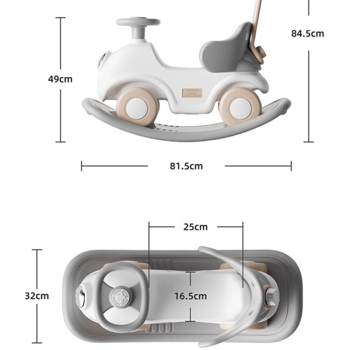 Mașinuță balansoar pentru copii 3 în 1, ride-on cu mâner de împingere, design modern, jucărie educativă, 1+ ani [5]