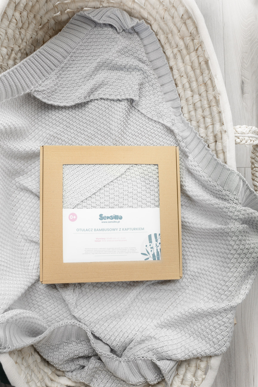 Păturică cu glugă din bambus 100% pentru bebeluși – moale, respirabilă, în cutie cadou [2]