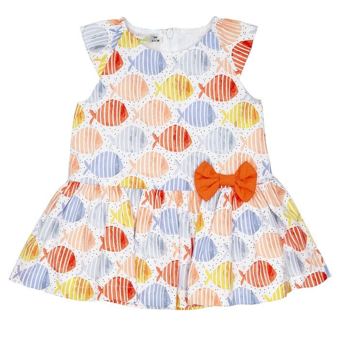 Babybol, Rochie maneca scurta, imprimeu pesti, orange [1]
