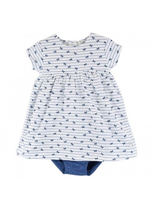 Babybol Rochita cu chilot si bandana, imprimeu fluturi, bumbac soft [2]