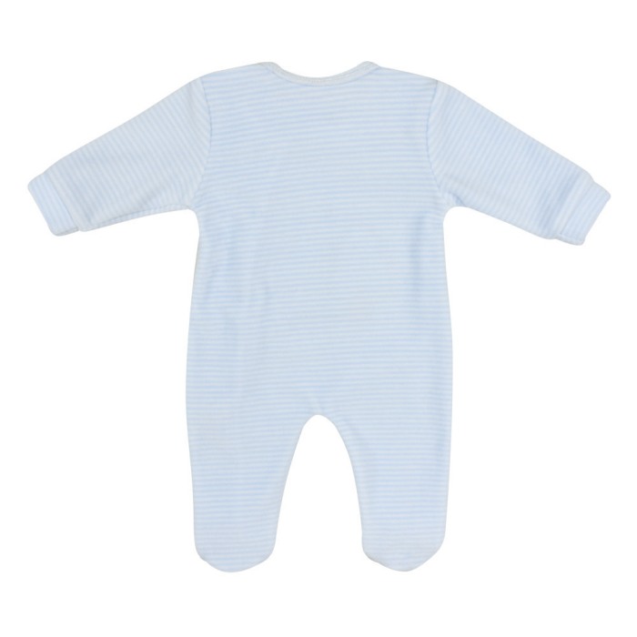 Babybol, Salopeta catifea bebe baiat cu botosei, dungi blue [2]