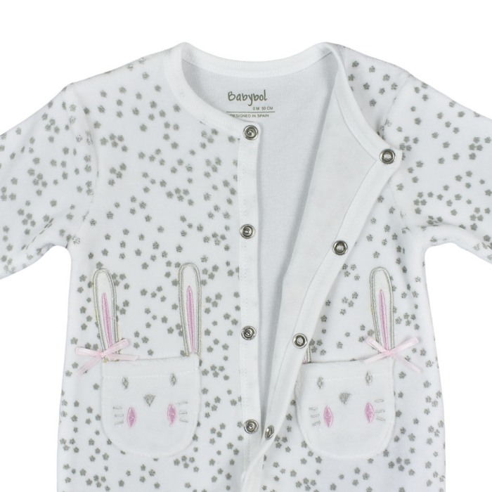 Babybol Salopeta catifea cu maneca lunga fetite 0-18 luni, stelute gri [3]