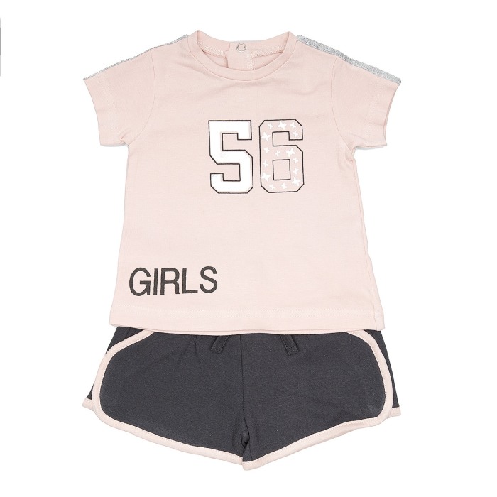 Babybol Set 2 piese tricou maneca scurta&pantalon scurt, roz [1]