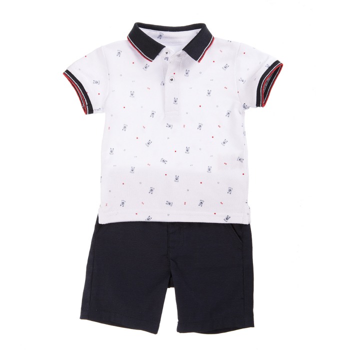 Babybol Set tricou polo & pantalon scurt, imprimeu catelusi, navy [1]