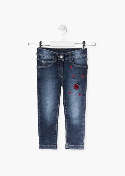 Blugi fete strech, broderie gargarite, denim [1]