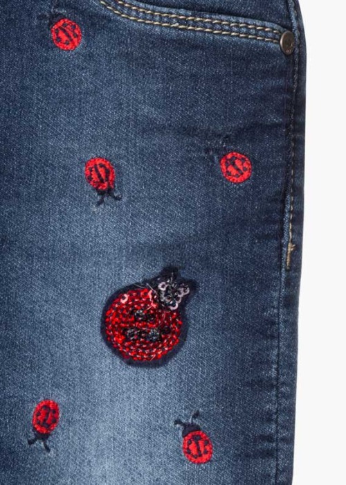 Blugi fete strech, broderie gargarite, denim [3]