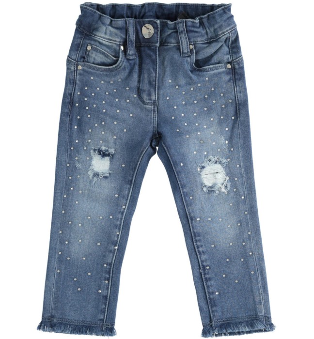 Blugi slim fit fetite cu strasuri , denim, iDO [1]