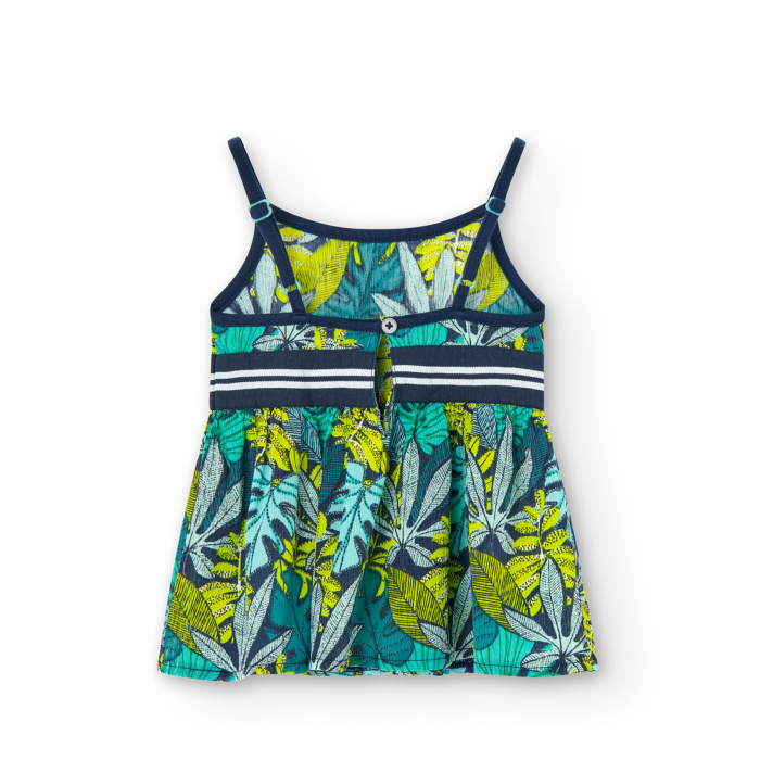Bluza cu bretele fetita, imprimeu frunze, verde , brand BOBOLI [2]