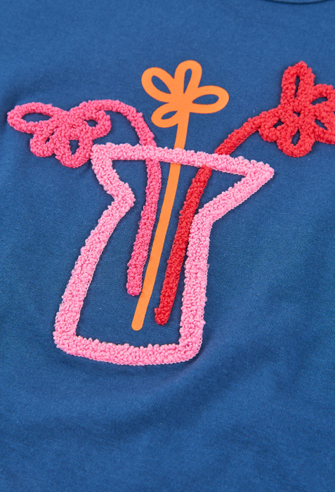 Bluza cu maneca lunga fete, bumbac better cotton, aplicatii florale, navy, brand Boboli [4]