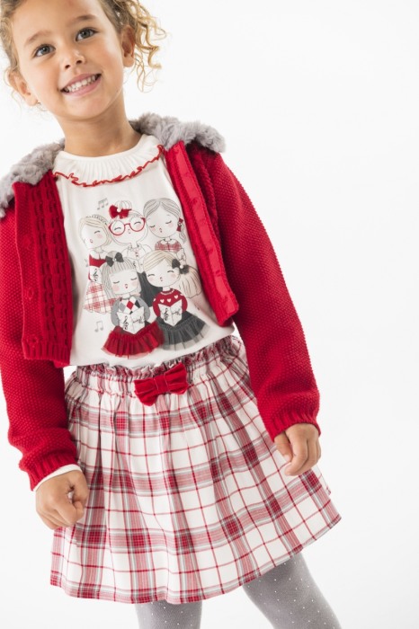 Bluza eleganta fetite, bumbac better cotton,imprimeu fetite cu stasuri, alb natural, Boboli [1]