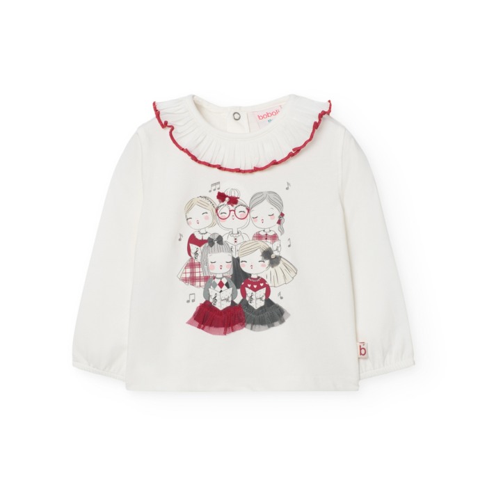 Bluza eleganta fetite, bumbac better cotton,imprimeu fetite cu stasuri, alb natural, Boboli [3]