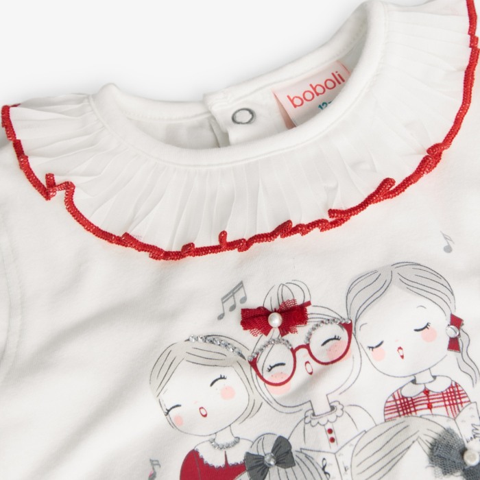 Bluza eleganta fetite, bumbac better cotton,imprimeu fetite cu stasuri, alb natural, Boboli [4]