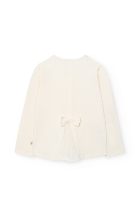 Bluza eleganta fetite, bumbac better cotton, inimioara florala cu perle, crem, brand Boboli [2]