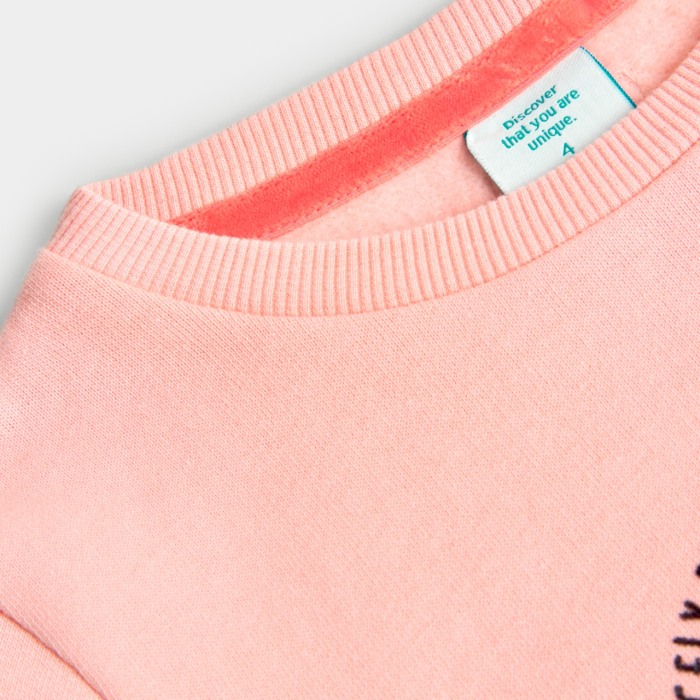 Bluza fete bumbac vatuit, broderie inima cu strasuri, roz, Boboli [4]