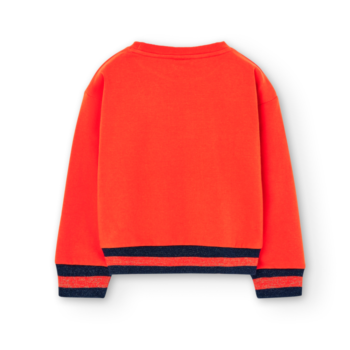 Bluza fete bumbac, vatuita la interior, boderie text, orange, brand BOBOLI [2]