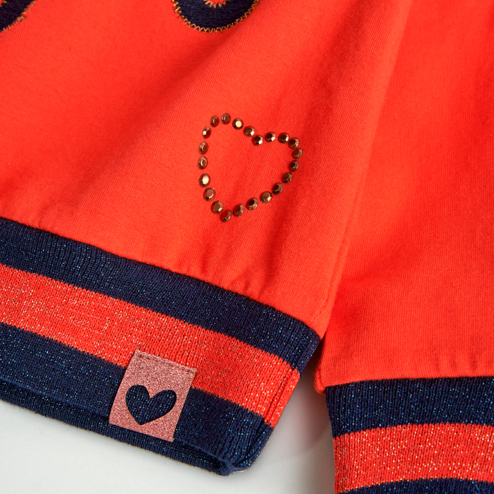 Bluza fete bumbac, vatuita la interior, boderie text, orange, brand BOBOLI [4]