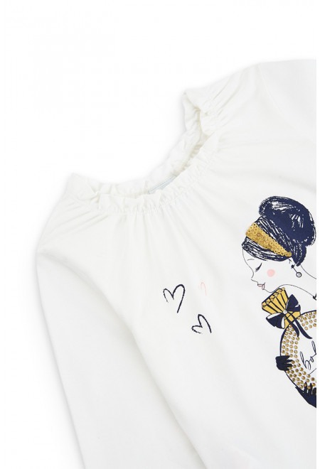 Bluza fete gama CHIC, alba, bumbac better cotton, imprimeu fetita, Boboli [3]