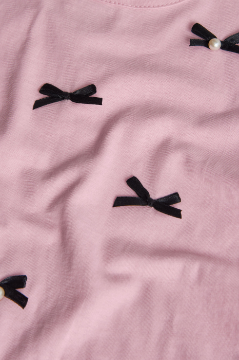 Bluza fetite maneca lunga, bumbac, fundite negre cu perle, roz, brand Boboli [4]