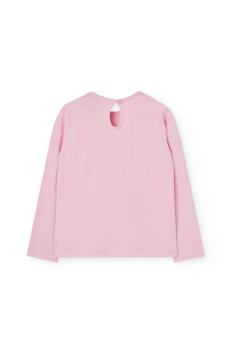 Bluza fetite maneca lunga, bumbac, fundite negre cu perle, roz, brand Boboli [3]