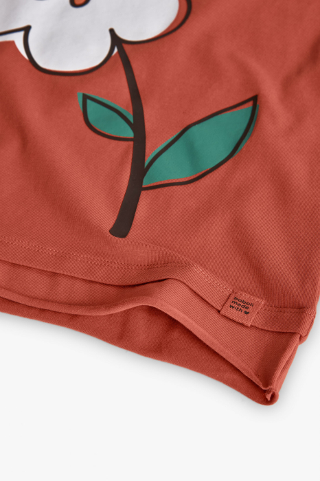 Bluza maneca lunga fetite 1-10 ani, bumbac better cotton, imprimeu floare, caramizie, brand Boboli [5]