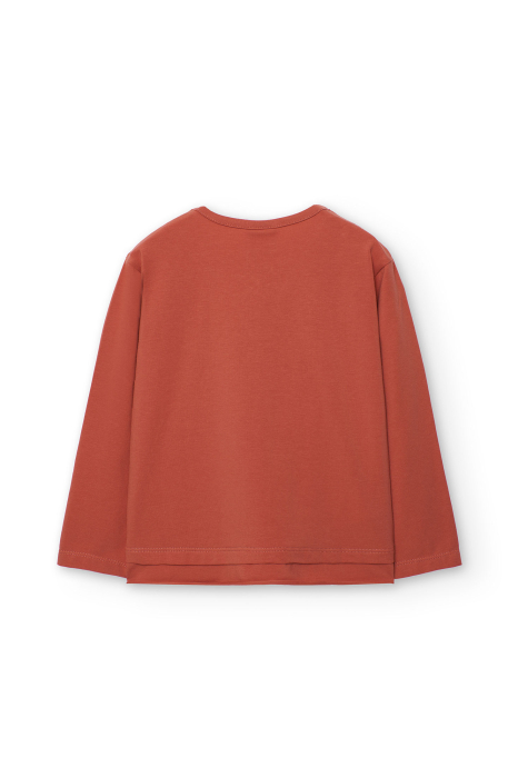 Bluza maneca lunga fetite 1-10 ani, bumbac better cotton, imprimeu floare, caramizie, brand Boboli [3]
