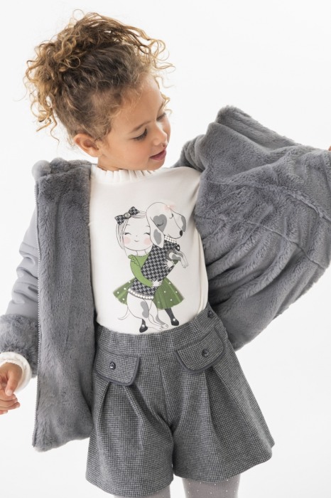 Bluza maneca lunga fetite, bumbac better cotton, imprimeu fetita cu catel, Boboli [1]