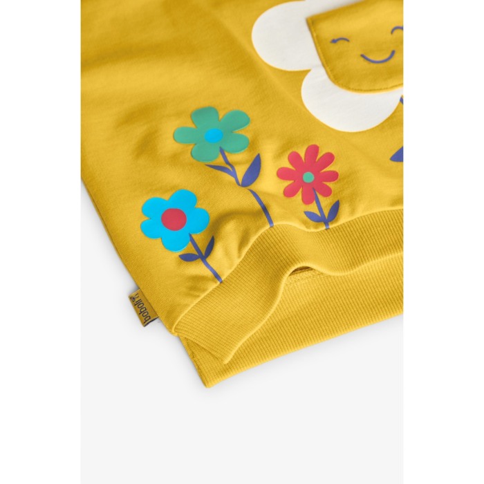 Bluza maneca lunga fetite, bumbac, imprimeu floral, galbena, Boboli [6]