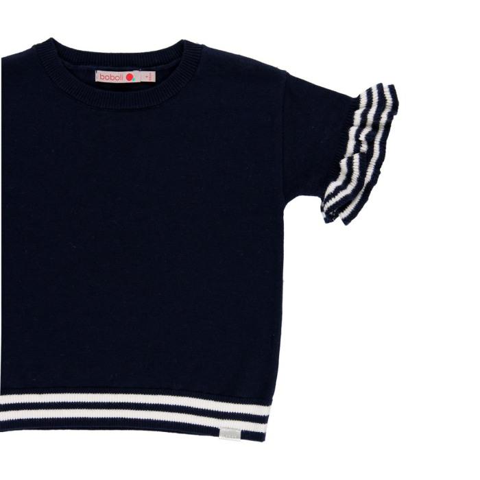 Bluza tricot cu maneca scurta, navy, Boboli [4]