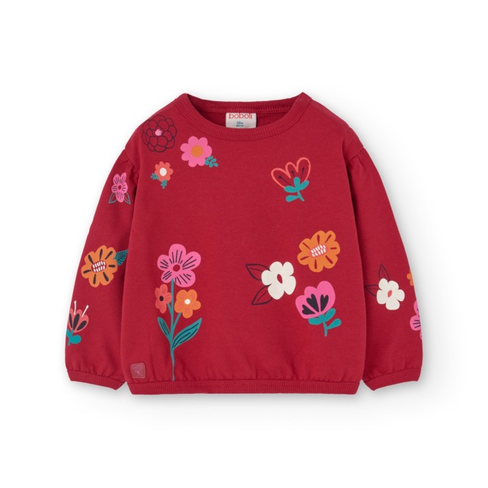 Bluza tricot fetite, bumbac, imprimeu floral, rosie, Boboli [1]