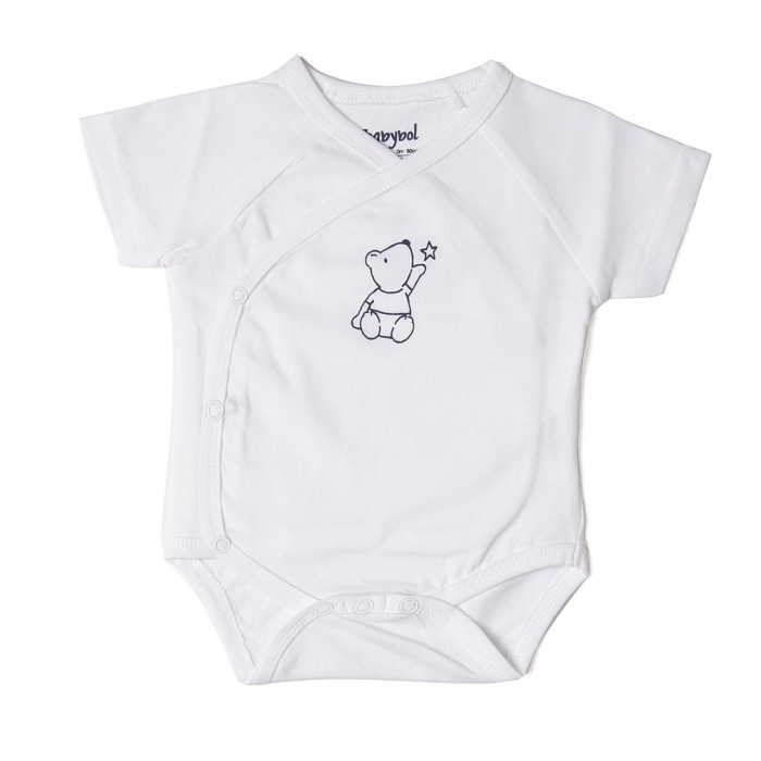 Body maneca scurta din bumbac organic, alb, Babybol [1]
