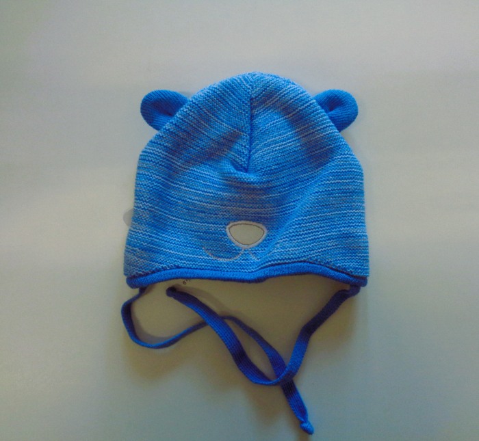 Caciula bebe baiat cu snur, bleu, tricot [1]