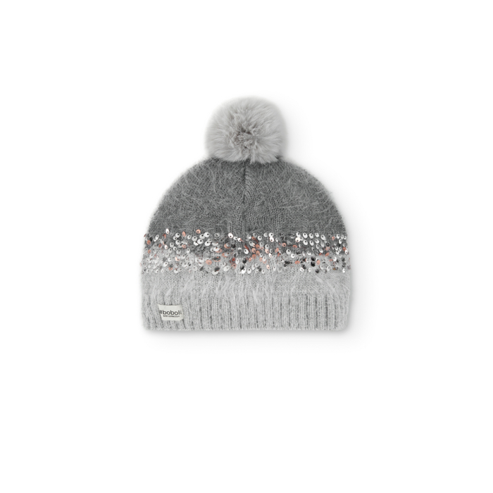 Caciula tricot fete, paiete multicolor, captuseala blanita, gri, brand Boboli [2]