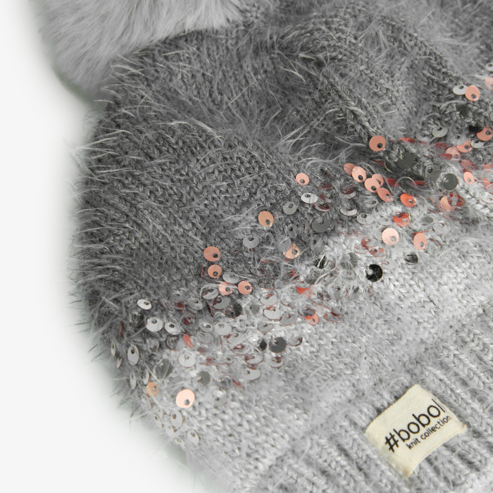 Caciula tricot fete, paiete multicolor, captuseala blanita, gri, brand Boboli [3]